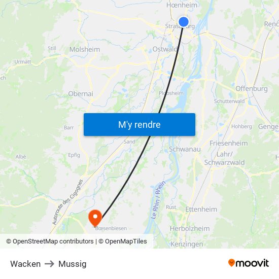 Wacken to Mussig map