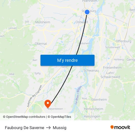 Faubourg De Saverne to Mussig map