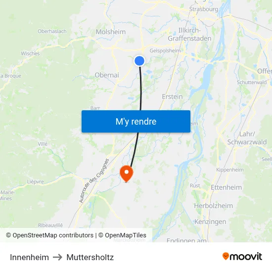 Innenheim to Muttersholtz map