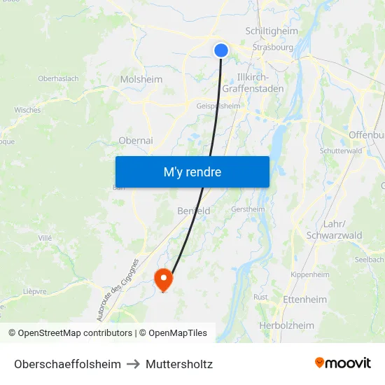 Oberschaeffolsheim to Muttersholtz map