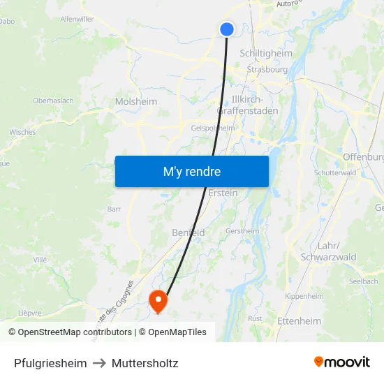Pfulgriesheim to Muttersholtz map