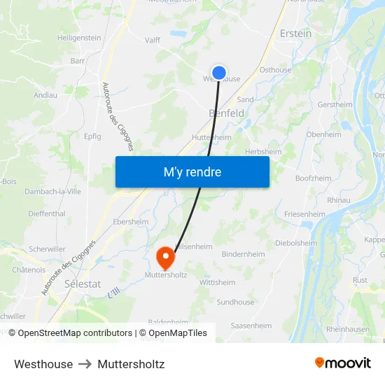 Westhouse to Muttersholtz map