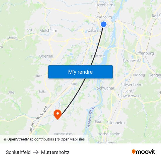 Schluthfeld to Muttersholtz map