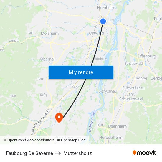 Faubourg De Saverne to Muttersholtz map