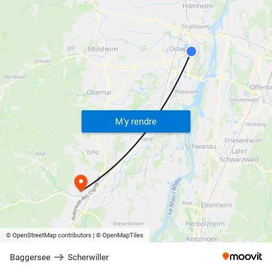 Baggersee to Scherwiller map