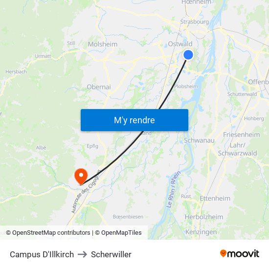 Campus D'Illkirch to Scherwiller map