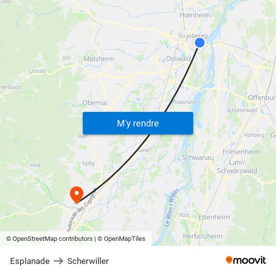 Esplanade to Scherwiller map