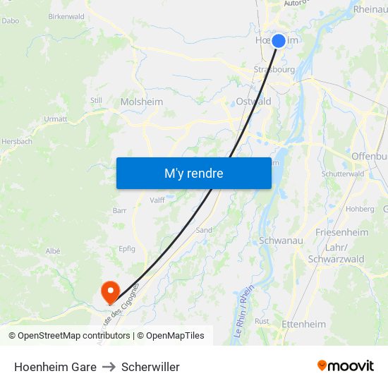 Hoenheim Gare to Scherwiller map