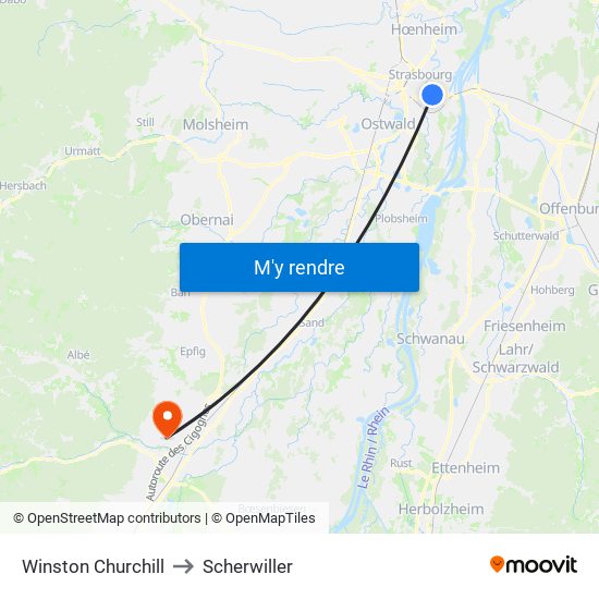Winston Churchill to Scherwiller map
