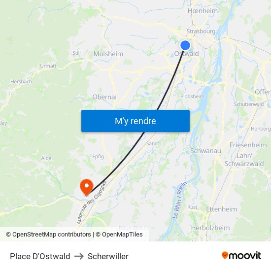 Place D'Ostwald to Scherwiller map