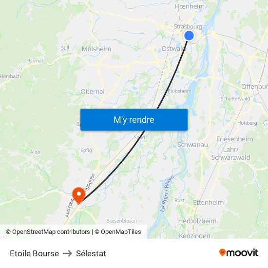 Etoile Bourse to Sélestat map