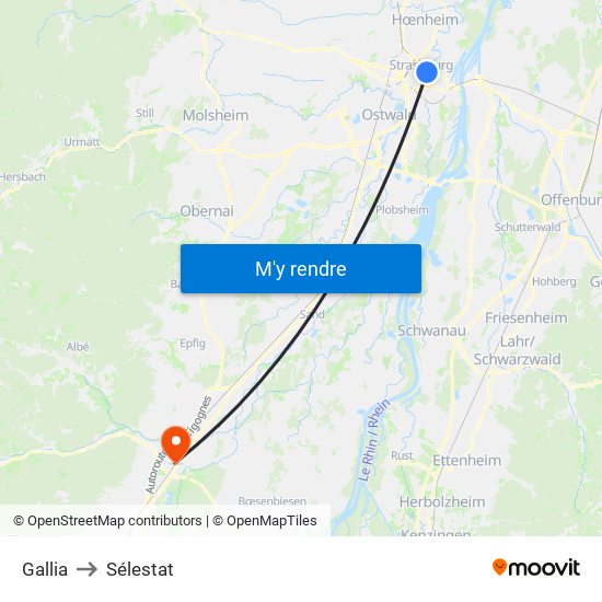 Gallia to Sélestat map