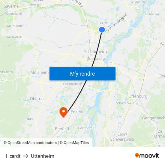Hœrdt to Uttenheim map