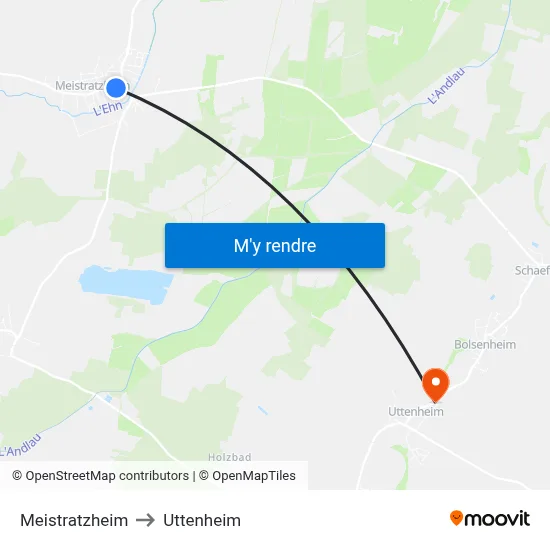 Meistratzheim to Uttenheim map