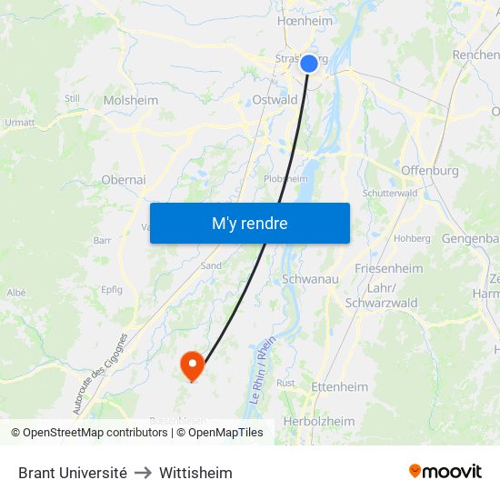 Brant Université to Wittisheim map