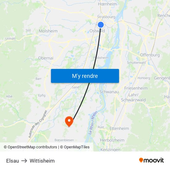 Elsau to Wittisheim map