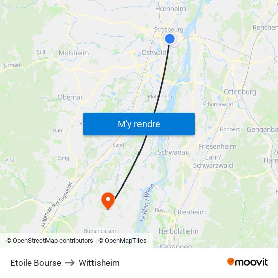 Etoile Bourse to Wittisheim map