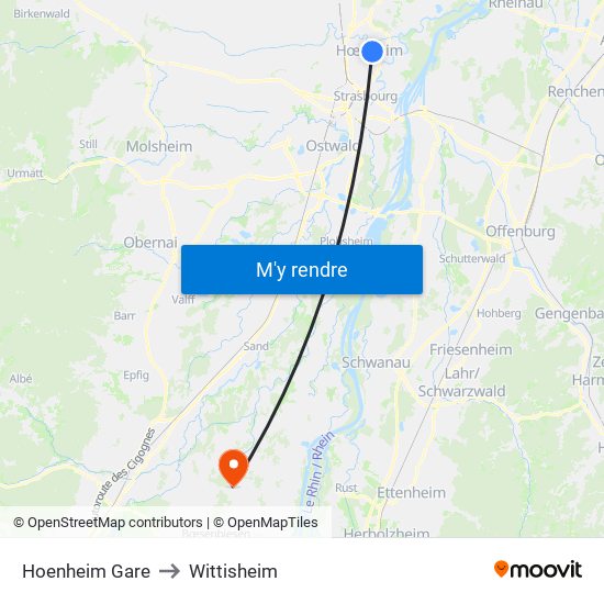 Hoenheim Gare to Wittisheim map