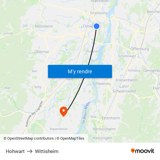 Hohwart to Wittisheim map