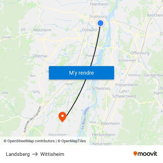 Landsberg to Wittisheim map