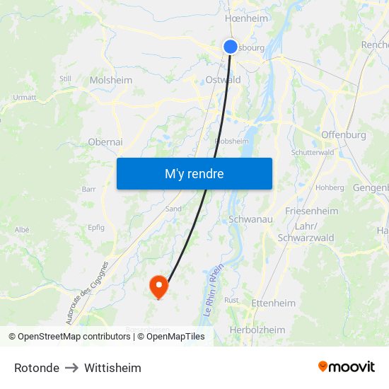 Rotonde to Wittisheim map
