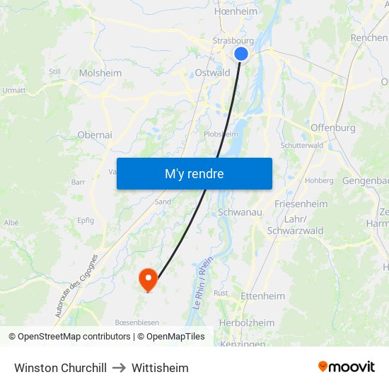 Winston Churchill to Wittisheim map