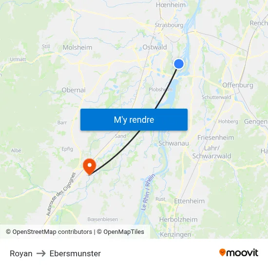 Royan to Ebersmunster map