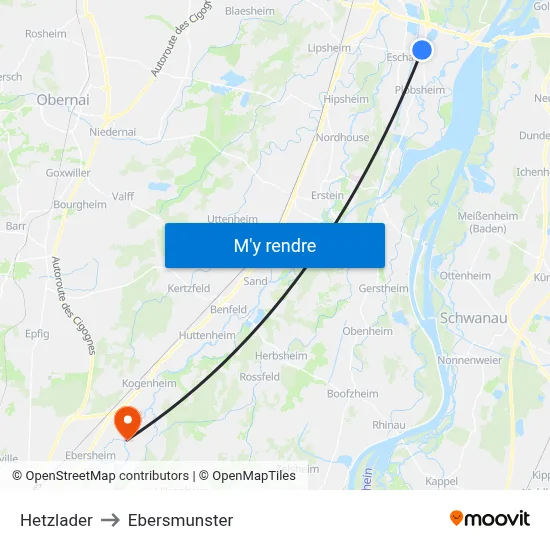 Hetzlader to Ebersmunster map