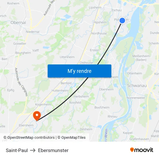 Saint-Paul to Ebersmunster map