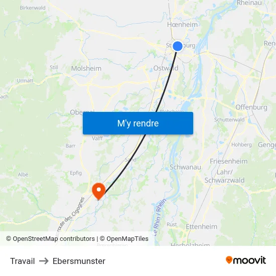Travail to Ebersmunster map