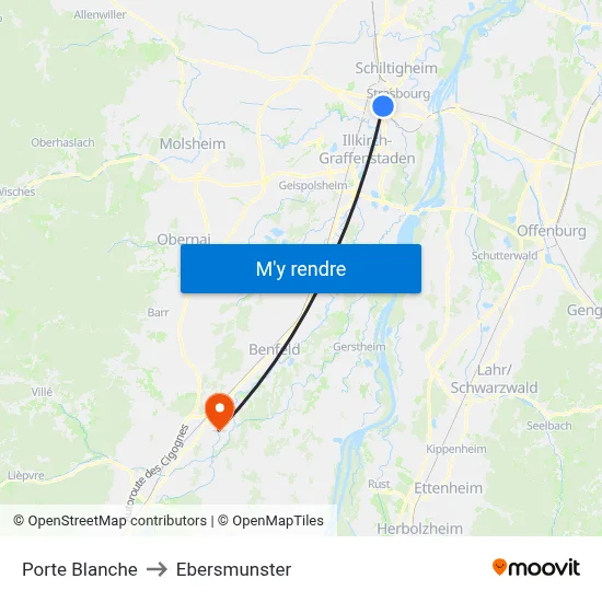 Porte Blanche to Ebersmunster map