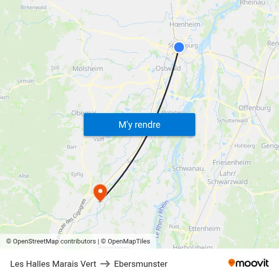 Les Halles Marais Vert to Ebersmunster map