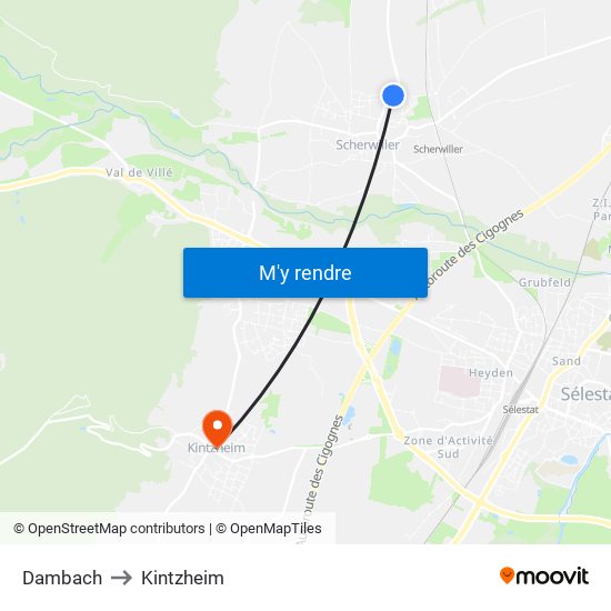 Dambach to Kintzheim map