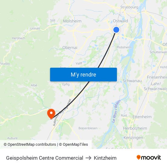 Geispolsheim Centre Commercial to Kintzheim map