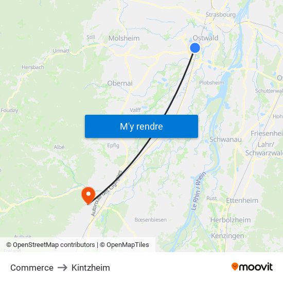 Commerce to Kintzheim map