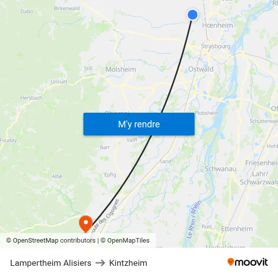 Lampertheim Alisiers to Kintzheim map