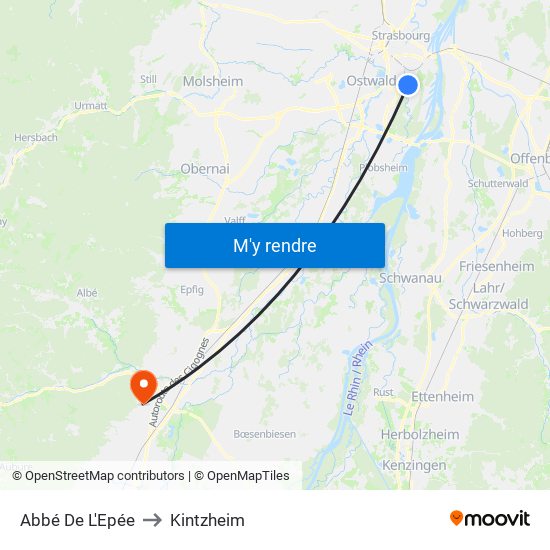 Abbé De L'Epée to Kintzheim map