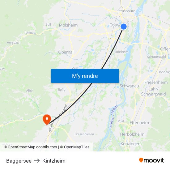 Baggersee to Kintzheim map