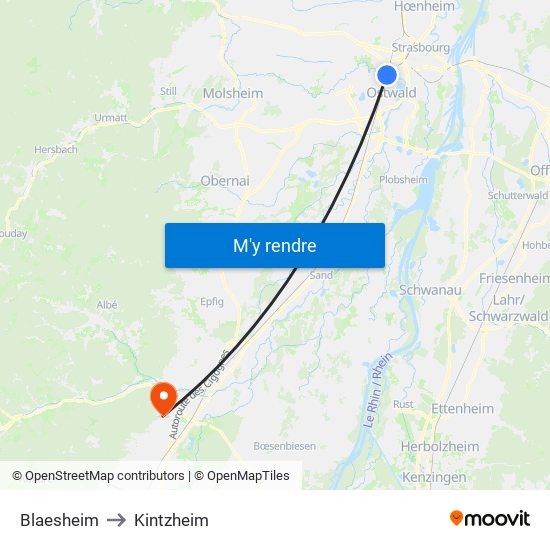 Blaesheim to Kintzheim map