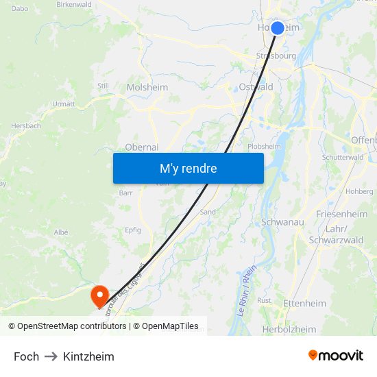 Foch to Kintzheim map