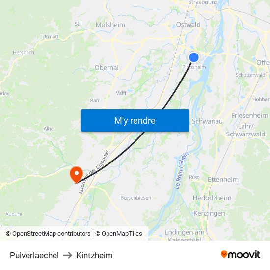 Pulverlaechel to Kintzheim map