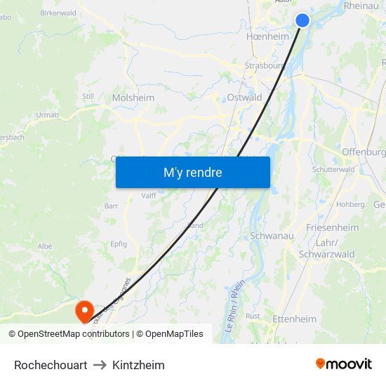 Rochechouart to Kintzheim map