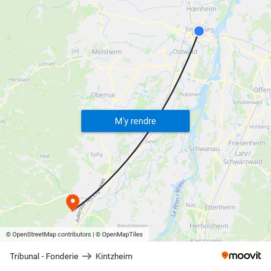 Tribunal - Fonderie to Kintzheim map