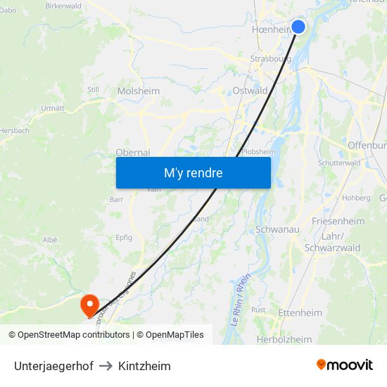 Unterjaegerhof to Kintzheim map