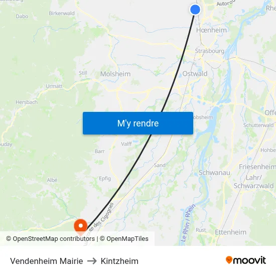 Vendenheim Mairie to Kintzheim map