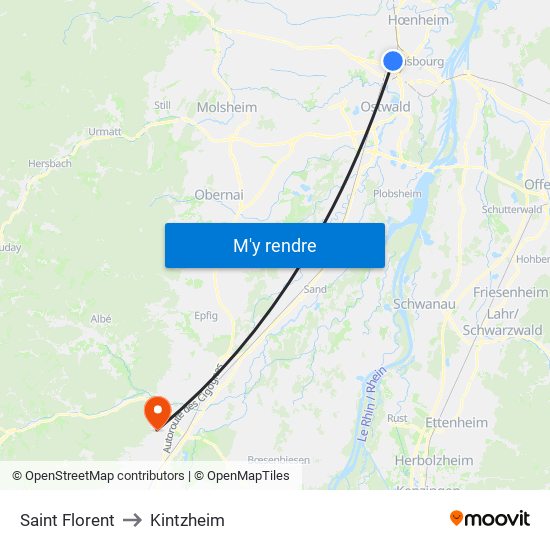Saint Florent to Kintzheim map