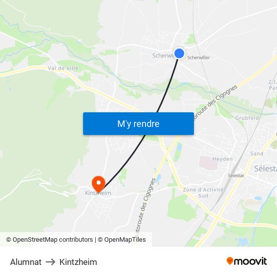 Alumnat to Kintzheim map