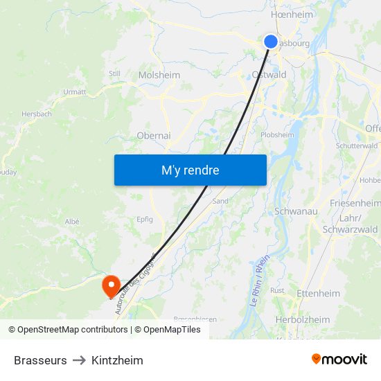 Brasseurs to Kintzheim map