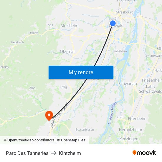 Parc Des Tanneries to Kintzheim map