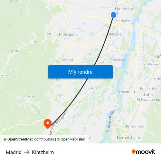 Madrid to Kintzheim map